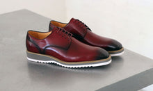 Load image into Gallery viewer, Burnished Calfskin Lace-Up Shoe Burgundy
