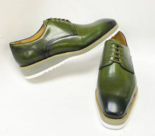 Load image into Gallery viewer, Burnished Calfskin Lace-Up Shoe Green
