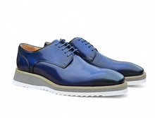 Load image into Gallery viewer, Burnished Calfskin Lace-Up Shoe Navy
