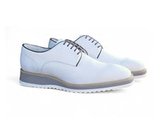Load image into Gallery viewer, Burnished Calfskin Lace-Up Shoe White
