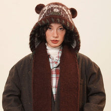 Load image into Gallery viewer, Women’s Cute Bear Ear Knitted Hat – Warm Ear-Covering Winter Beanie

