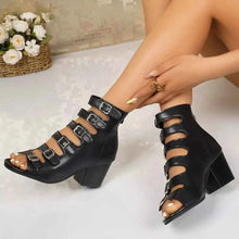 Load image into Gallery viewer, Buckle Open Toe Block : Heels Sandals
