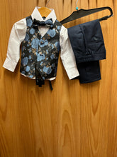 Load image into Gallery viewer, Kids World Of USA Navy/Light Blue/Silver Vest Set with matching bow tie and white dress shirt
