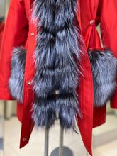 Load image into Gallery viewer, Roma Genuine Silver Fox Fur Rabbit Fur Insulated Parka in Red
