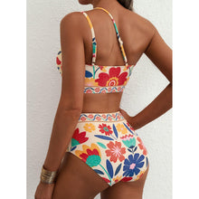 Load image into Gallery viewer, One-Shoulder Floral High-Waisted Bikini Set – Belly-Cinching Two-Piece Swimsuit
