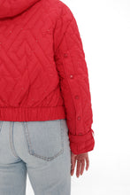Load image into Gallery viewer, Studded Light Demi-Season Hooded Cropped Jacket in Red
