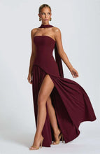 Load image into Gallery viewer, Cherry Lacquer Maliyah Maxi Dress with Chiffon Skirt &amp; Scarf
