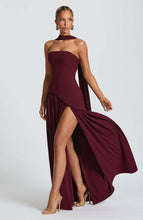 Load image into Gallery viewer, Cherry Lacquer Maliyah Maxi Dress with Chiffon Skirt &amp; Scarf
