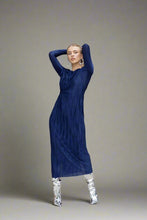 Load image into Gallery viewer, Navy Pleated Dress - Esteem Couture
