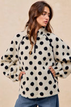 Load image into Gallery viewer, BiBi Polka Dot Sherpa Half Zip Up Top with Side Pocket
