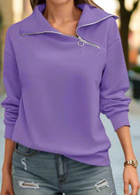 Load image into Gallery viewer, Women’s Zipper Turtleneck Pullover
