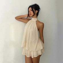 Load image into Gallery viewer, Women's Backless Halter Neck High-Waist Mini Dress with Puffy Skirt
