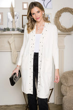 Load image into Gallery viewer, Joh Serra Knitted Sweater Cardigan with Pearls &amp; Sparkles 52326SW
