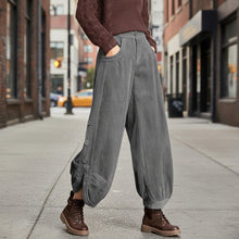 Load image into Gallery viewer, Corduroy Wide-Leg Pants with Lace-Up Detail | Street Style
