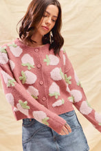 Load image into Gallery viewer, SO ME Strawberry Fruit All Over Button Sweater Cardigan
