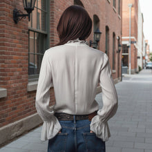 Load image into Gallery viewer, Women's Ruffled Sleeve Resort Shirt – Stretch Casual Long Blouse
