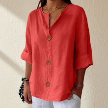 Load image into Gallery viewer, Women's V-Neck Buttoned Blouse
