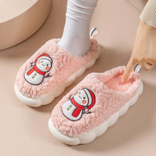 Load image into Gallery viewer, Snowman Slippers - Winter Plush Anti-Slip Couple Home Shoes
