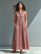 Load image into Gallery viewer, Women's Stand-Collar A-Line Maxi Dress – Resort &amp; Vacation Style

