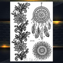 Load image into Gallery viewer, 53 Sheets Black Lace Temporary Tattoos Sticker Butterfly Flower Fake Tatoo Sticker Sexy  Black Henna Temporary Tattoos For Women
