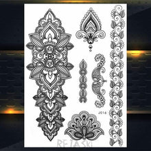 Load image into Gallery viewer, 53 Sheets Black Lace Temporary Tattoos Sticker Butterfly Flower Fake Tatoo Sticker Sexy  Black Henna Temporary Tattoos For Women
