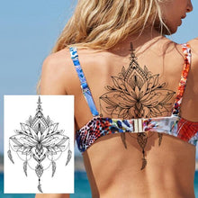 Load image into Gallery viewer, 53 Sheets Black Lace Temporary Tattoos Sticker Butterfly Flower Fake Tatoo Sticker Sexy  Black Henna Temporary Tattoos For Women
