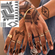 Load image into Gallery viewer, 53 Sheets Black Lace Temporary Tattoos Sticker Butterfly Flower Fake Tatoo Sticker Sexy  Black Henna Temporary Tattoos For Women
