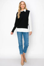 Load image into Gallery viewer, Cotton Pleated Shirt with Knitted Sweater 2pc Set
