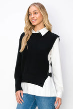 Load image into Gallery viewer, Cotton Pleated Shirt with Knitted Sweater 2pc Set
