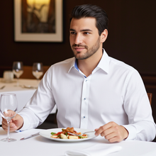 Load image into Gallery viewer, Robert Button-Up Shirt With Contrast Details // White // Contemporary Fit (Regular)
