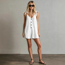 Load image into Gallery viewer, Women's V-Neck Sleeveless Jumpsuit – Cardigan Strap Cropped Straight-Leg
