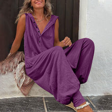 Load image into Gallery viewer, Women’s Sleeveless Hooded Relaxed Fit Jumpsuit
