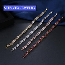 Load image into Gallery viewer, Luxury Diamond Shiny Fashion Charm AAA Cubic White Zircon Four Colors Leaf Jewelry Bracelets For Woman Elegance Wedding Party Gift
