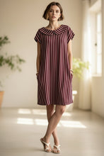 Load image into Gallery viewer, Women's Striped Bodycon Midi Dress – High-Waist Sleeveless
