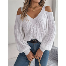 Load image into Gallery viewer, Fried-Dough Twist Off-Shoulder Lantern Sleeve Sweater

