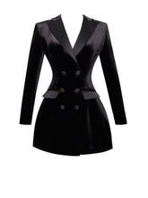 Load image into Gallery viewer, Calista Black Velvet Blazer Mini Dress
