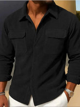 Load image into Gallery viewer, Men's Full Size Corduroy Long Sleeve Button-Down Shirt Plus Size

