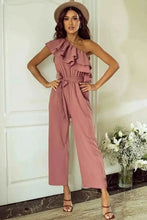 Load image into Gallery viewer, Ruffled Tied : One-Shoulder Jumpsuit
