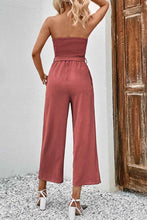 Load image into Gallery viewer, Perfee Decorative Button : Strapless Smocked Jumpsuit with Pockets
