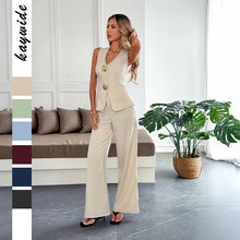 Load image into Gallery viewer, Women’s Summer Two Piece Set – Vest &amp; Straight Leg Pants
