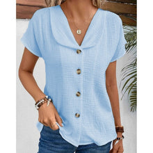 Load image into Gallery viewer, 🌞 Women's Summer Solid Color Short-Sleeved Button Cardigan Top
