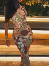 Load image into Gallery viewer, Tropical Print Bodycon Jumpsuit - Halter Neck Style
