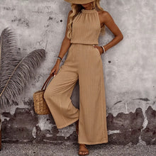 Load image into Gallery viewer, Women's Draped Neck Sleeveless Vest &amp; Casual Pants Two-Piece Set
