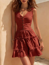 Load image into Gallery viewer, Women's Sleeveless Linen Button-Up Midi Dress
