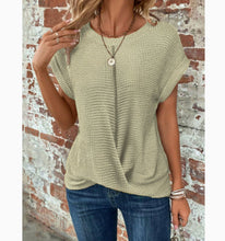 Load image into Gallery viewer, Women’s Textured Cuff Short‑Sleeve Tee
