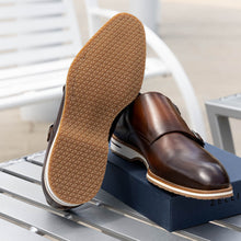 Load image into Gallery viewer, 55-103-BRN LEGERRA Hand Burnished Italian Calfskin Monkstrap, Brown
