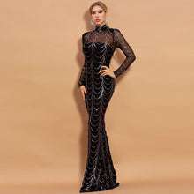 Load image into Gallery viewer, Sequins Women Maxi Dresses Long Sleeve Female Party Dresses
