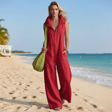 Load image into Gallery viewer, Women's Loose Sleeveless Jumpsuit with Pockets – Linen-Look
