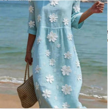 Load image into Gallery viewer, Women's Plus-Size Patchwork Maxi Dress – Relaxed Fit Casual Skirt
