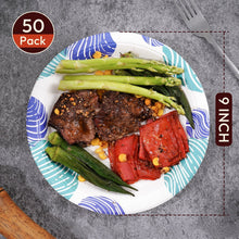 Load image into Gallery viewer, Round 9-Inch Biodegradable Compostable Paper Plates – 50 Count

